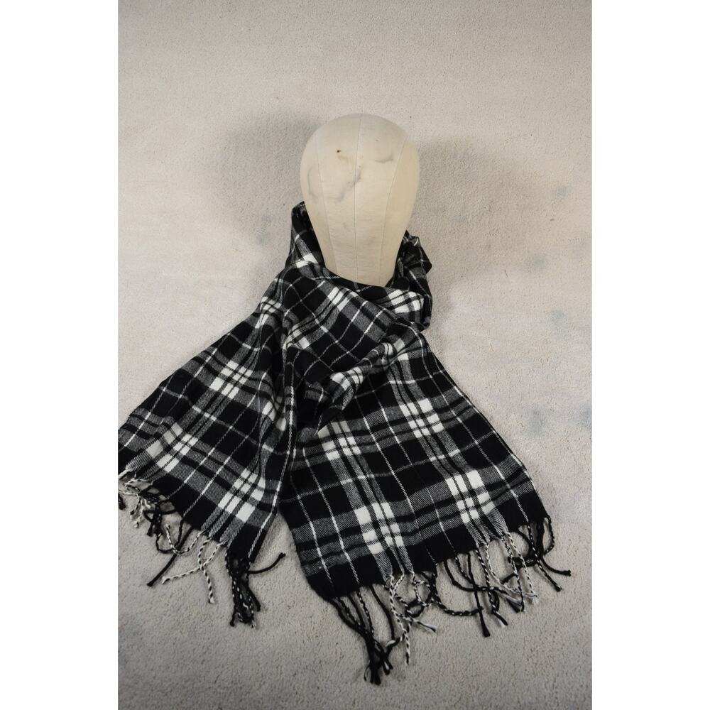 Pierre Cardin Soft Plaid Fine Muffler Rectangle 12 Inches x 80 Inches Fringed